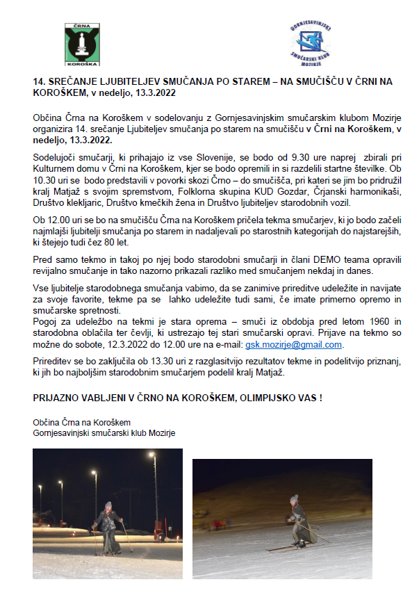 14. srečanje ljubiteljev smučanja po starem 13.3.2022