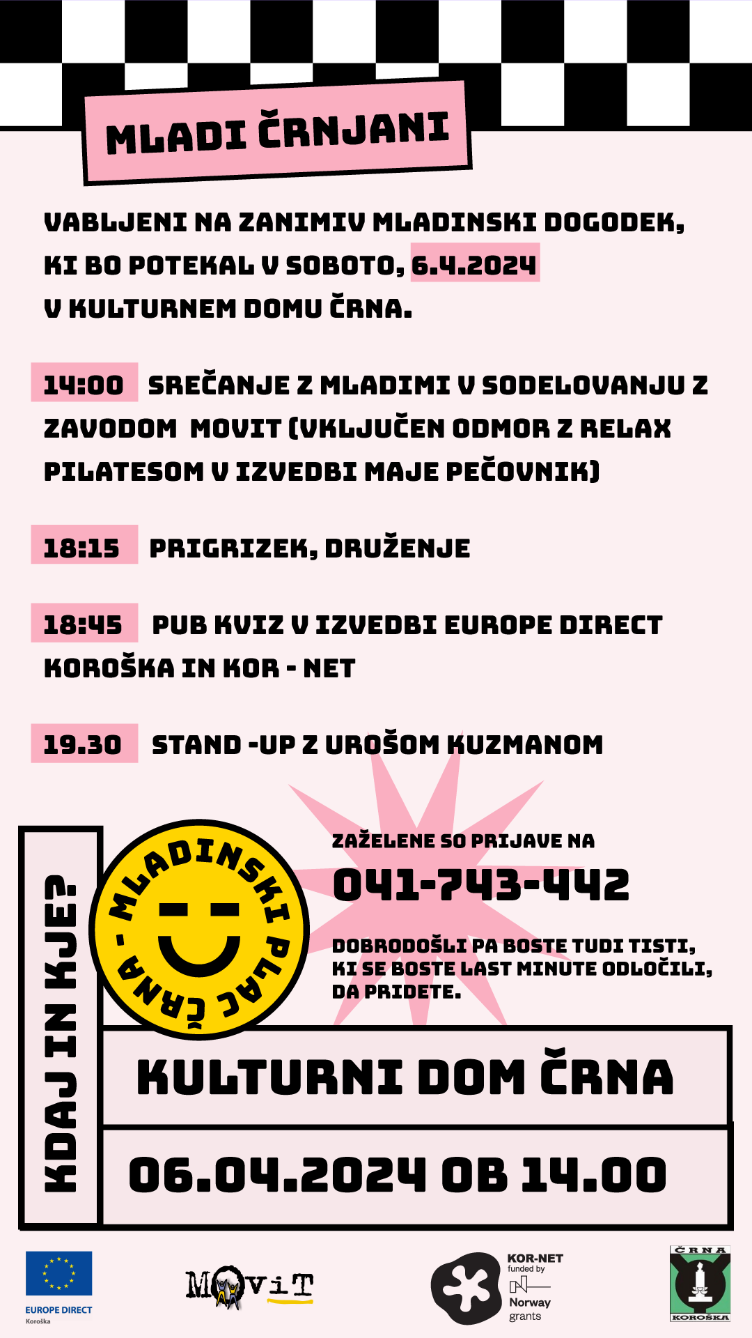Vabilo na dogodek za mlade 6.4.2024
