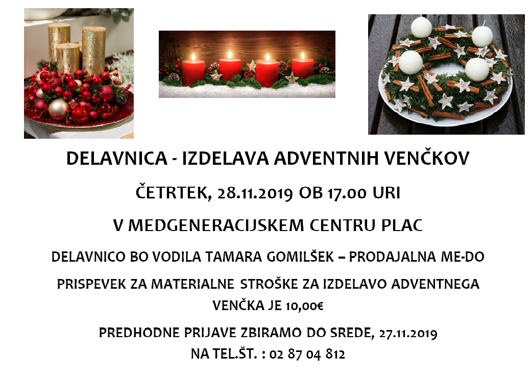 Delavnica izdelava adventnih venčkov
