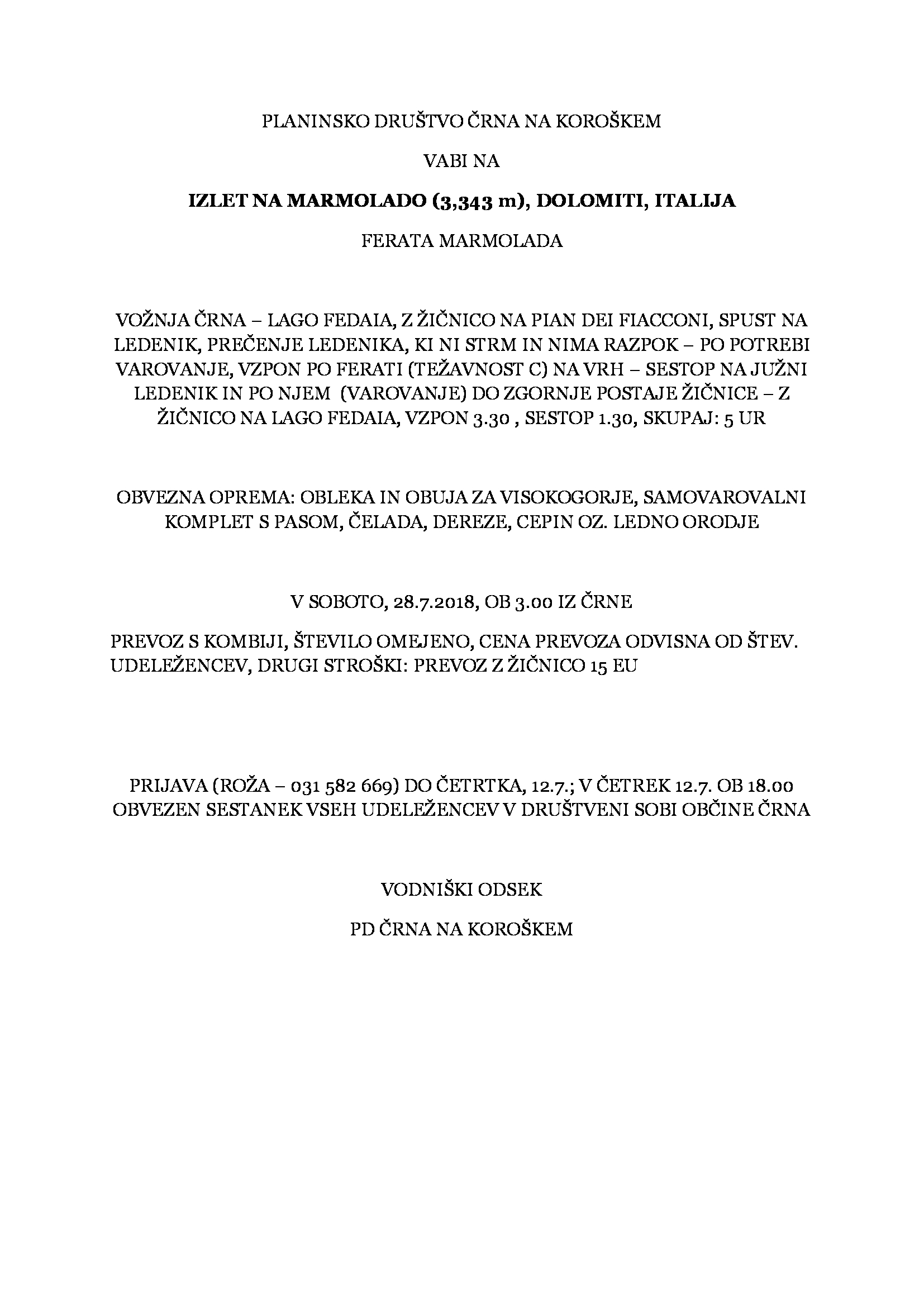 MARMOLADA vabilo