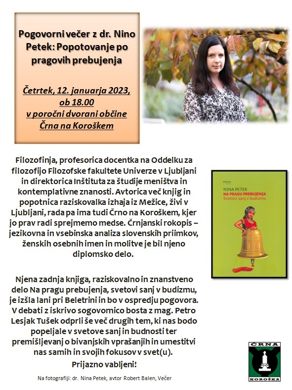 Pogovorni večer z dr. Nino Petek Popotovanje po pragovih prebujanja