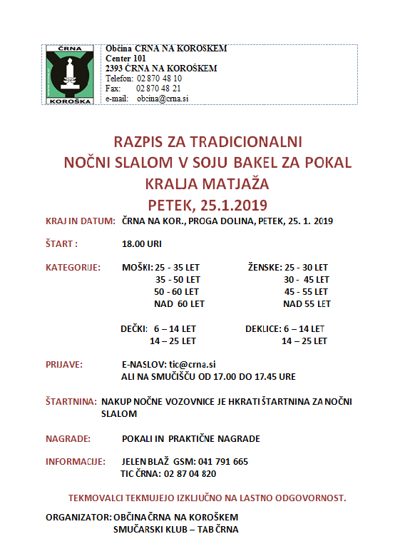 Razpis za nočni slalom 2019