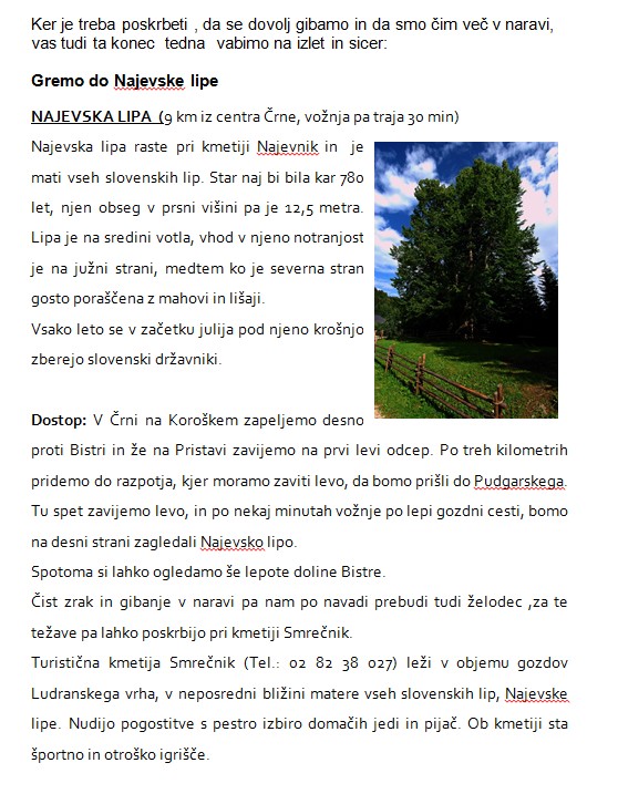 izlet najevska lipa