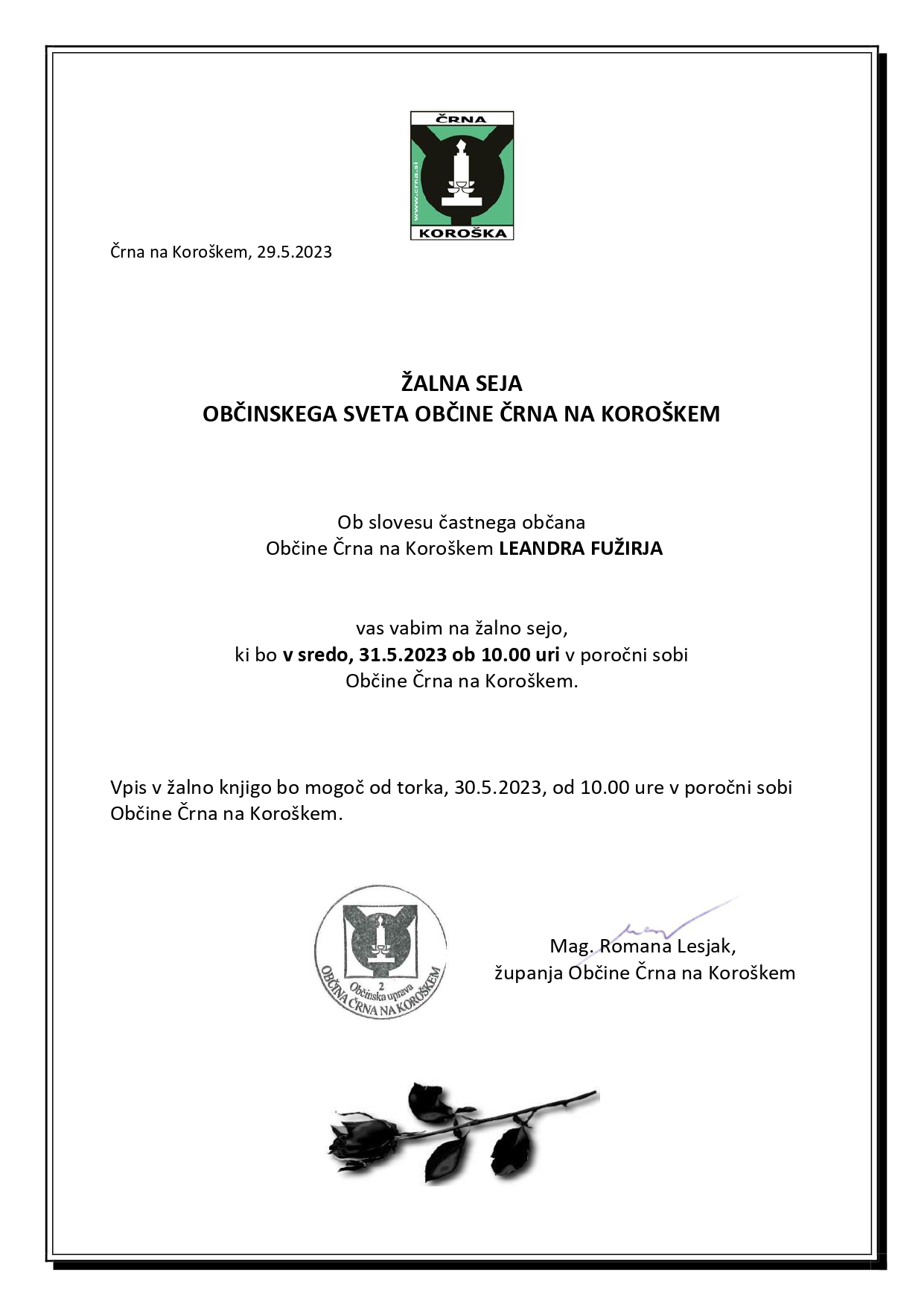 VABILO ZALNA SEJA