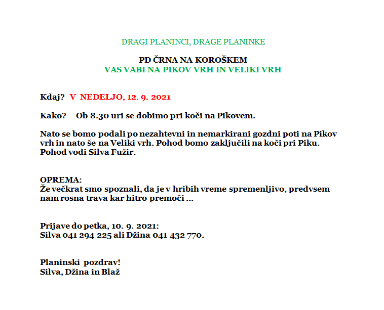 VABILO NA IZLET