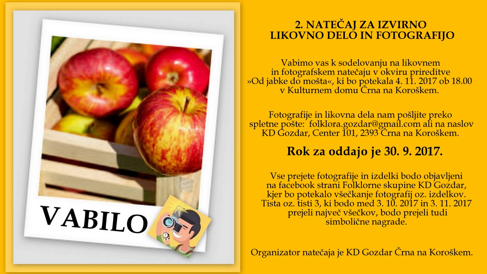 Vabilo likovni in fotografski natečaj