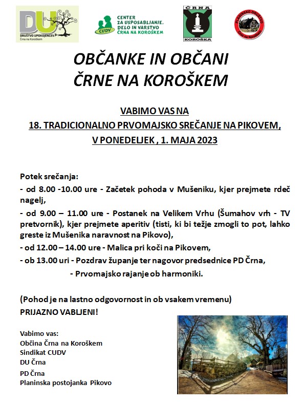 Vabilo na 18. tradicionalno prvomajsko srečanje na Pikovem
