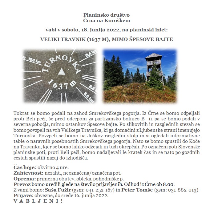 Vabilo na planinski izlet