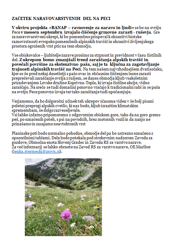 Začetek naravovarstvenih del na Peci