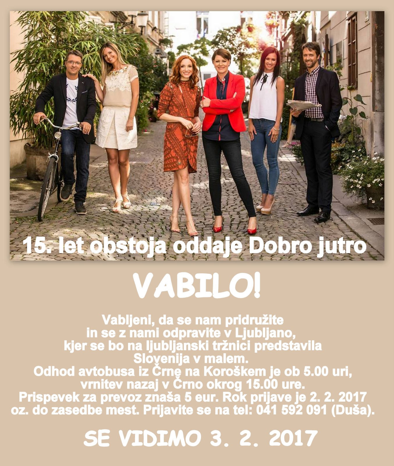 VABILO NA SNEMANJE ODDAJE DOBRO JUTRO