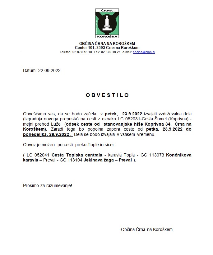 obvestilo