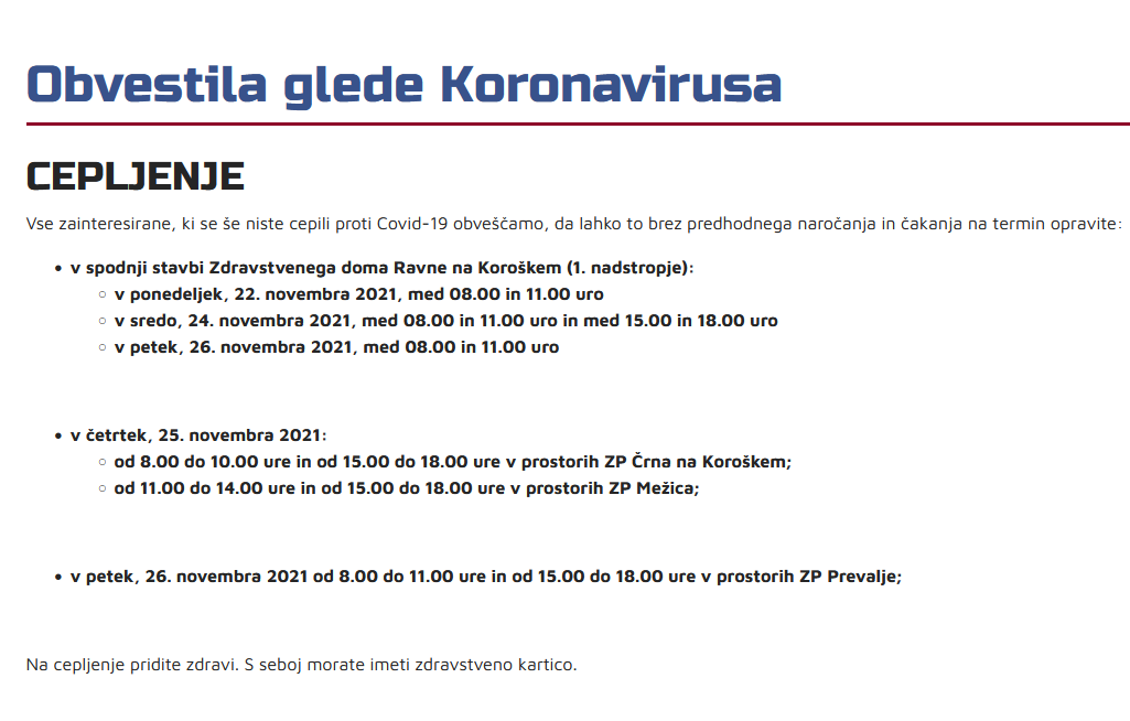 termin cepljenja 25.11