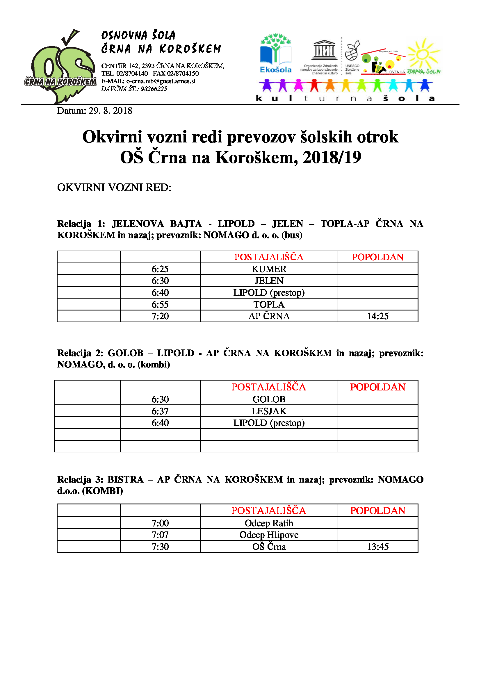 vozni red OS CRNA 2018 2019 2 od 10.09.2018 dalje