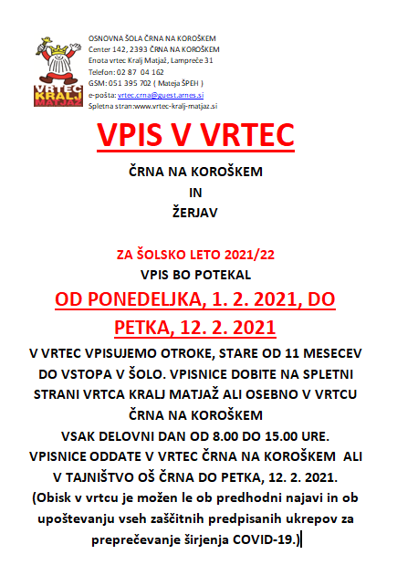vpis v vrtec